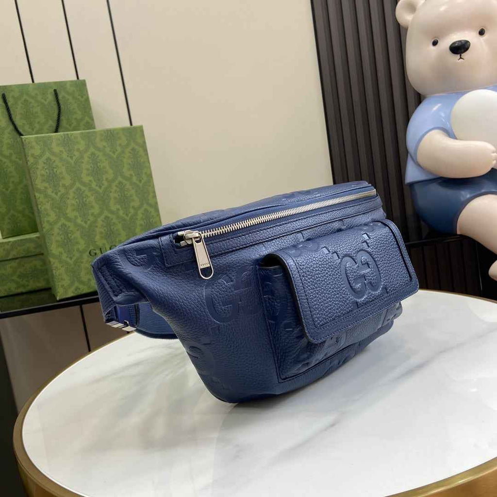Gucci ‎Jumbo GG belt bag 645093 in Blue leather
