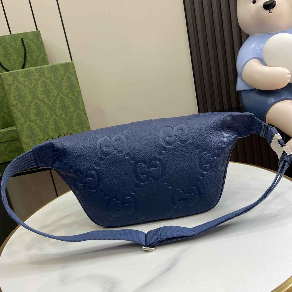 Gucci ‎Jumbo GG belt bag 645093 in Blue leather