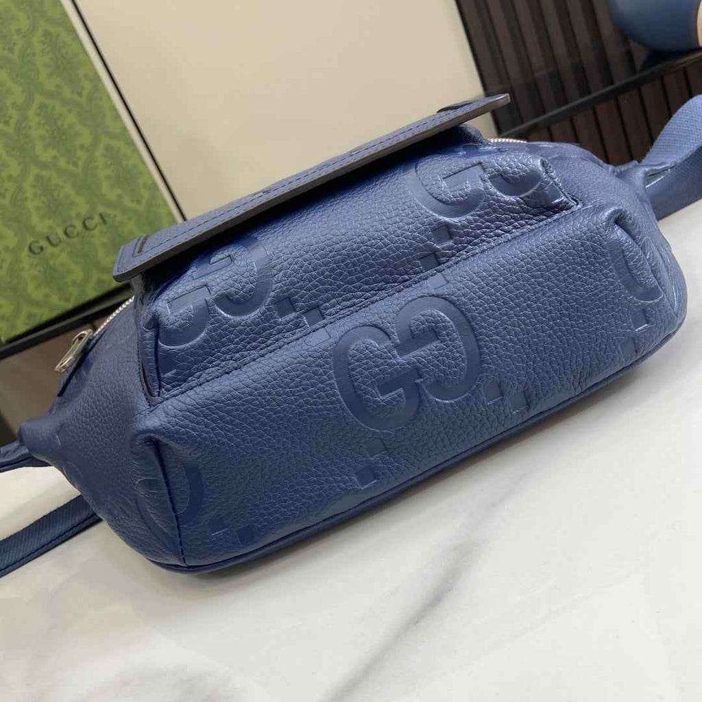 Gucci ‎Jumbo GG belt bag 645093 in Blue leather