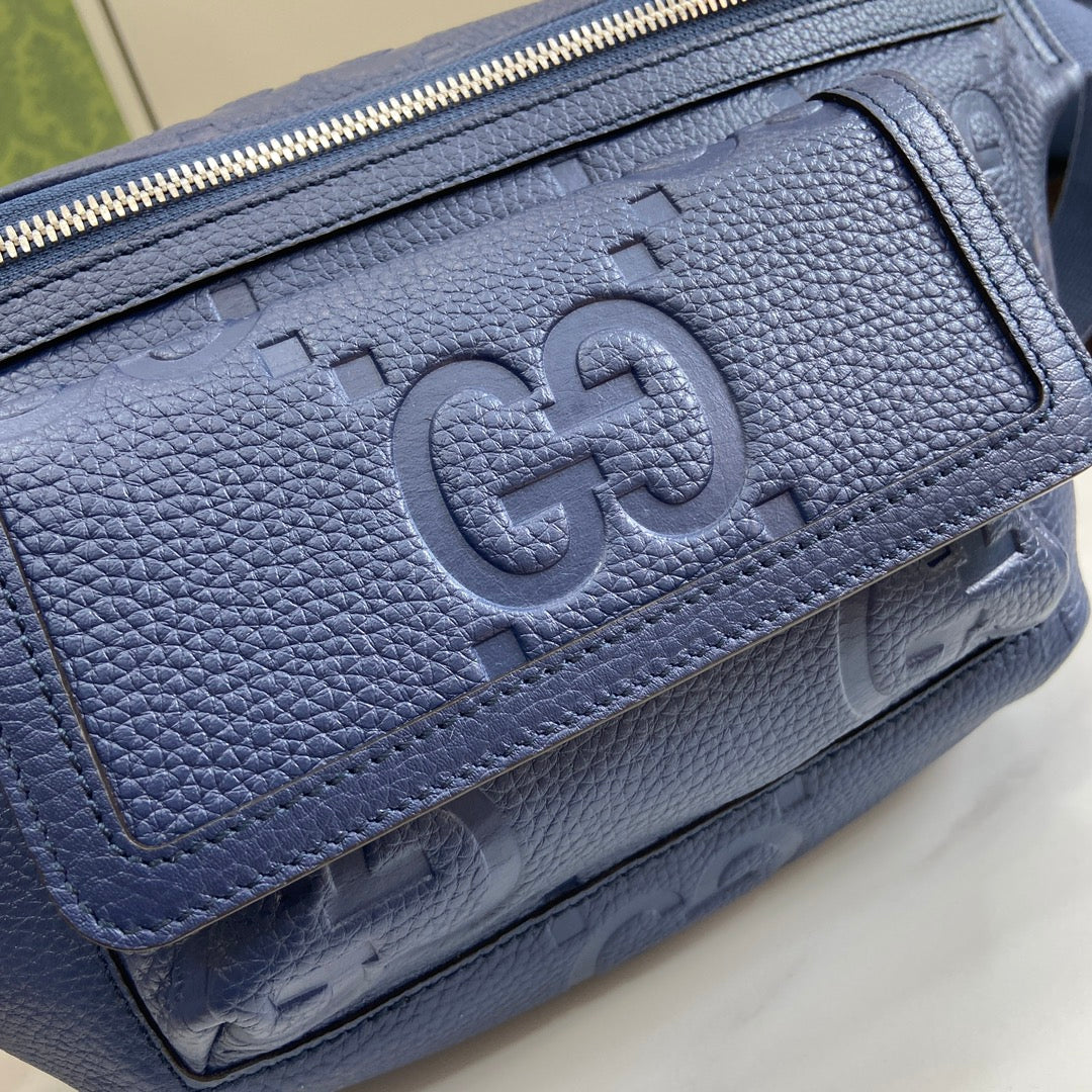 Gucci ‎Jumbo GG belt bag 645093 in Blue leather