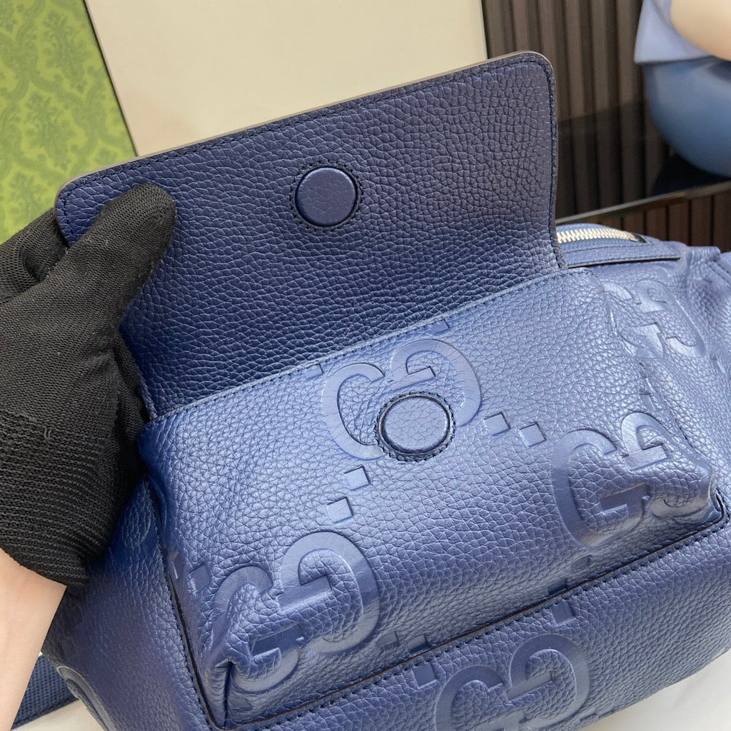 Gucci ‎Jumbo GG belt bag 645093 in Blue leather