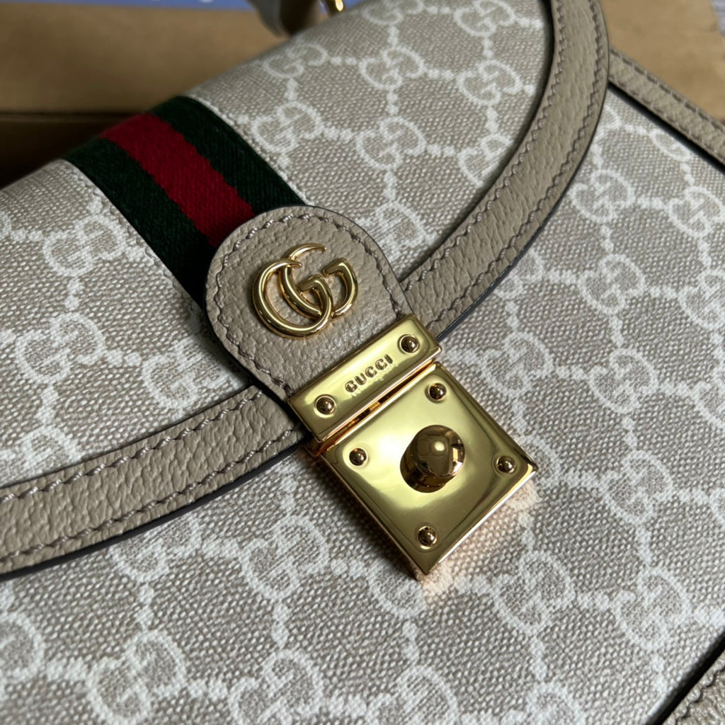 Gucci ‎‎‎‎651055 Ophidia small GG top handle bag beige leather