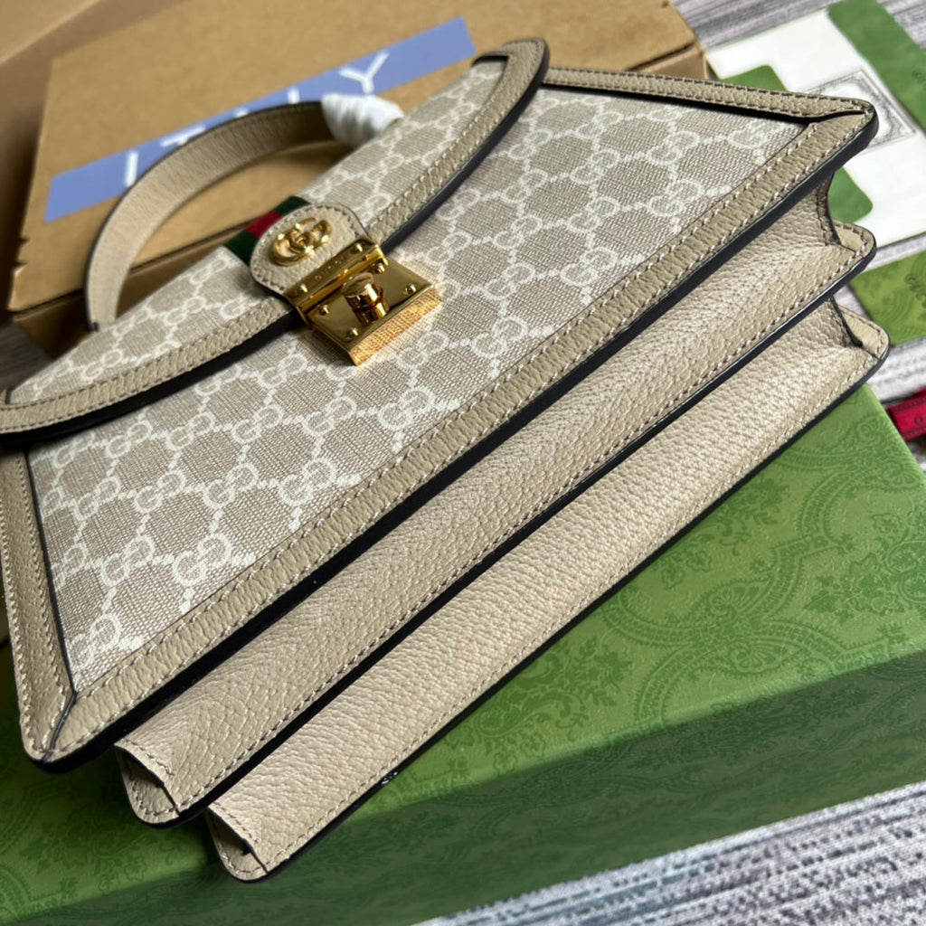 Gucci ‎‎‎‎651055 Ophidia small GG top handle bag beige leather