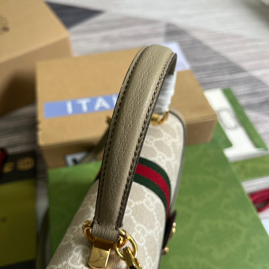 Gucci ‎‎‎‎651055 Ophidia small GG top handle bag beige leather