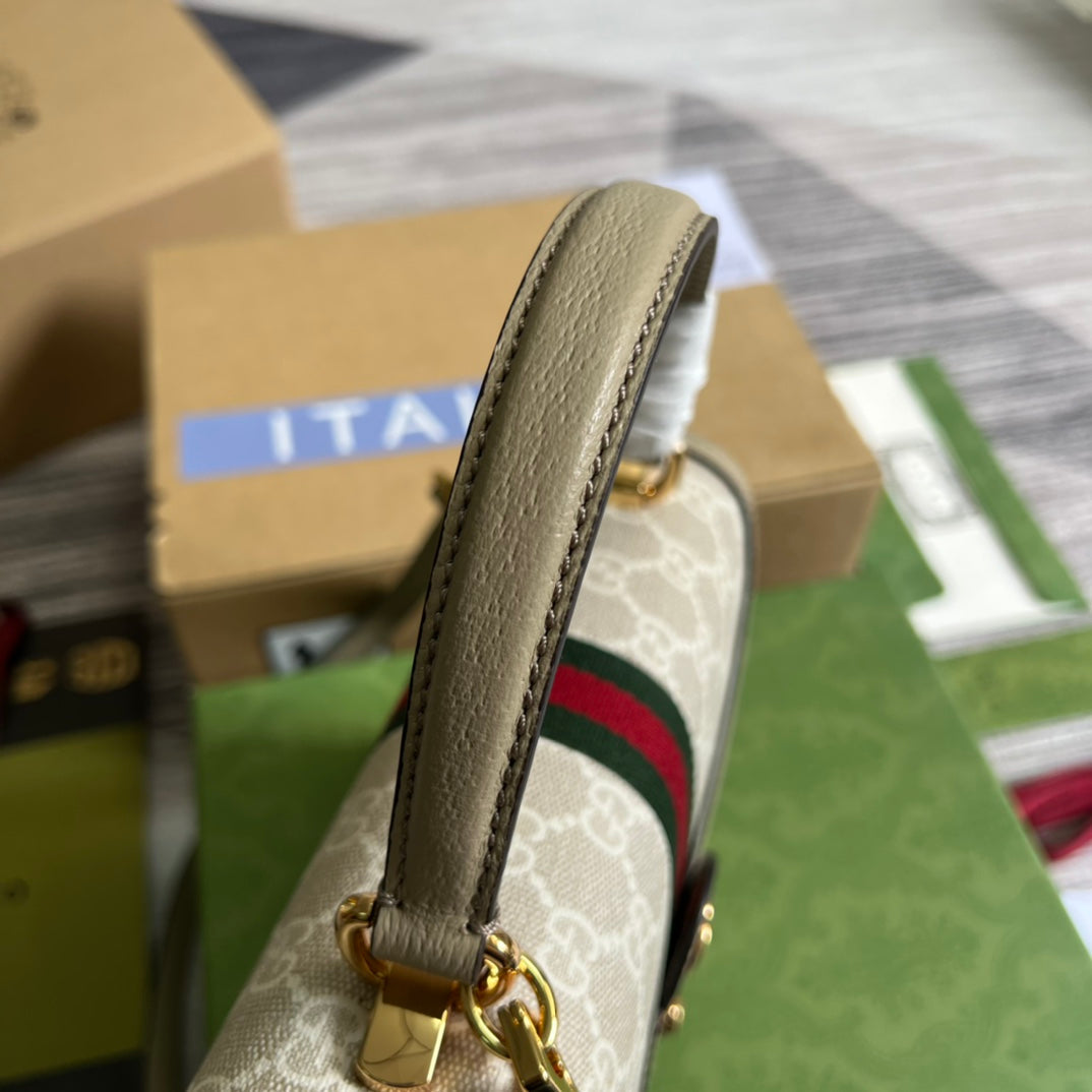 Gucci ‎‎‎‎651055 Ophidia small GG top handle bag beige leather