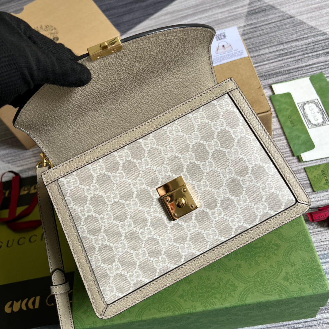 Gucci ‎‎‎‎651055 Ophidia small GG top handle bag beige leather
