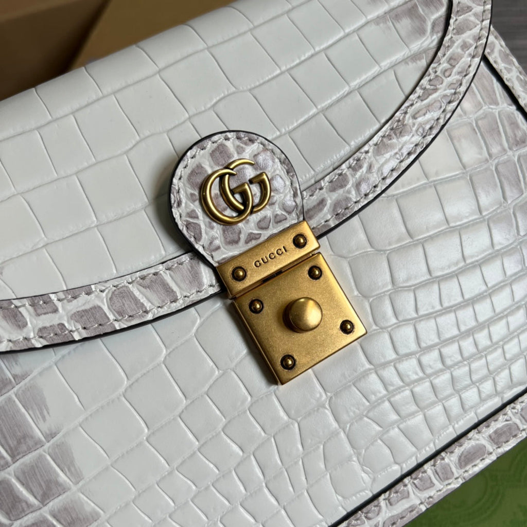 Gucci 651055 Ophidia small GG top handle bag ‎‎‎Crocodile white