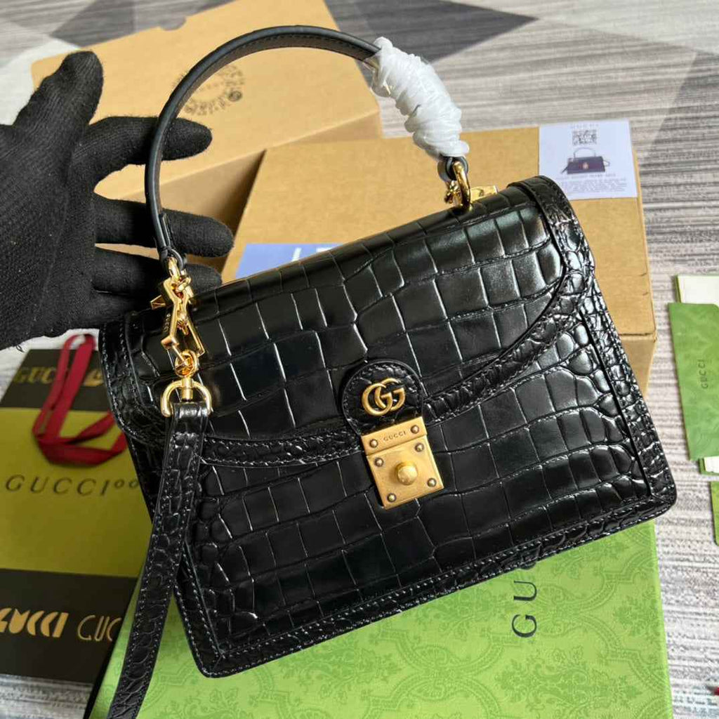 Gucci 651055 Ophidia small GG top handle bag ‎‎‎Crocodile black