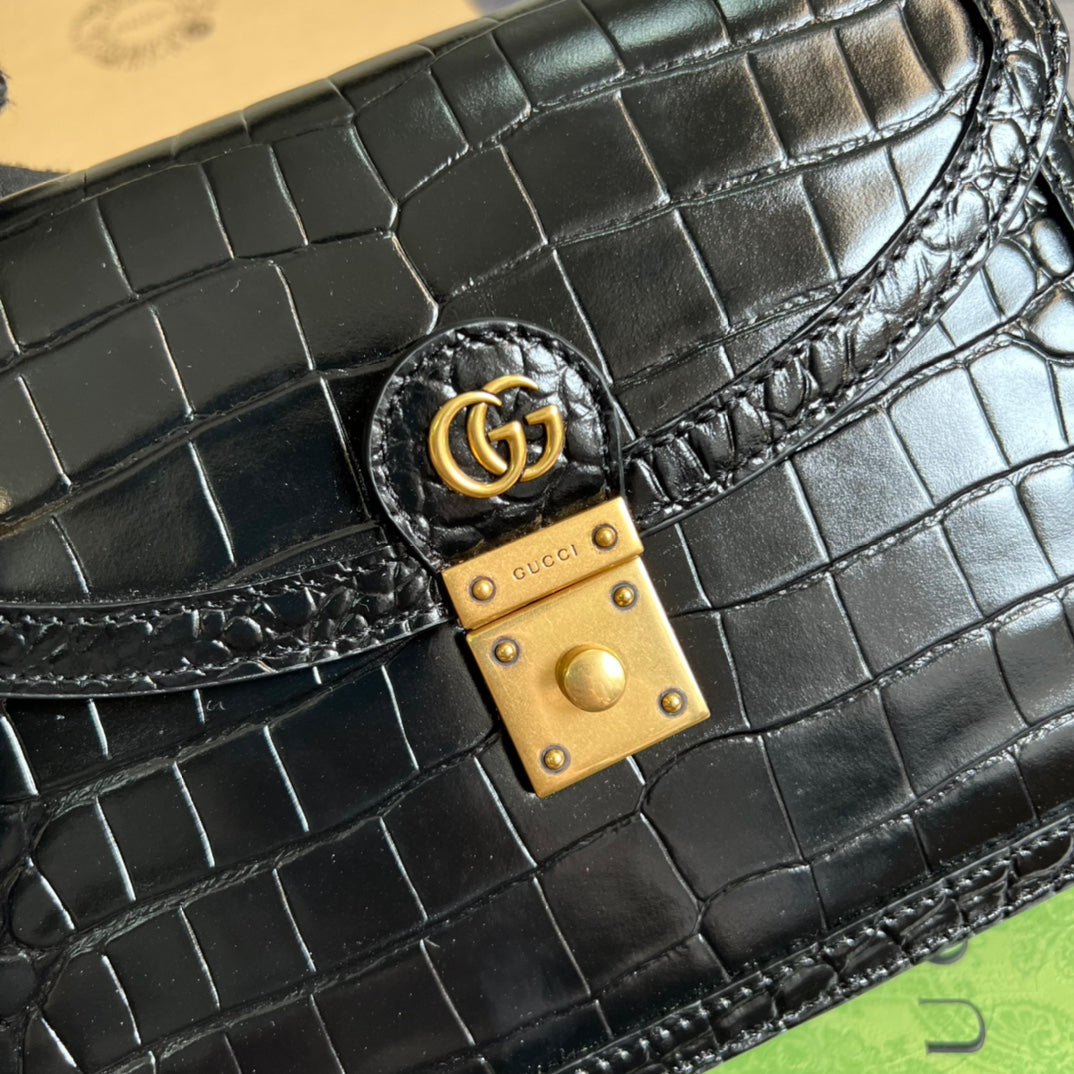 Gucci 651055 Ophidia small GG top handle bag ‎‎‎Crocodile black