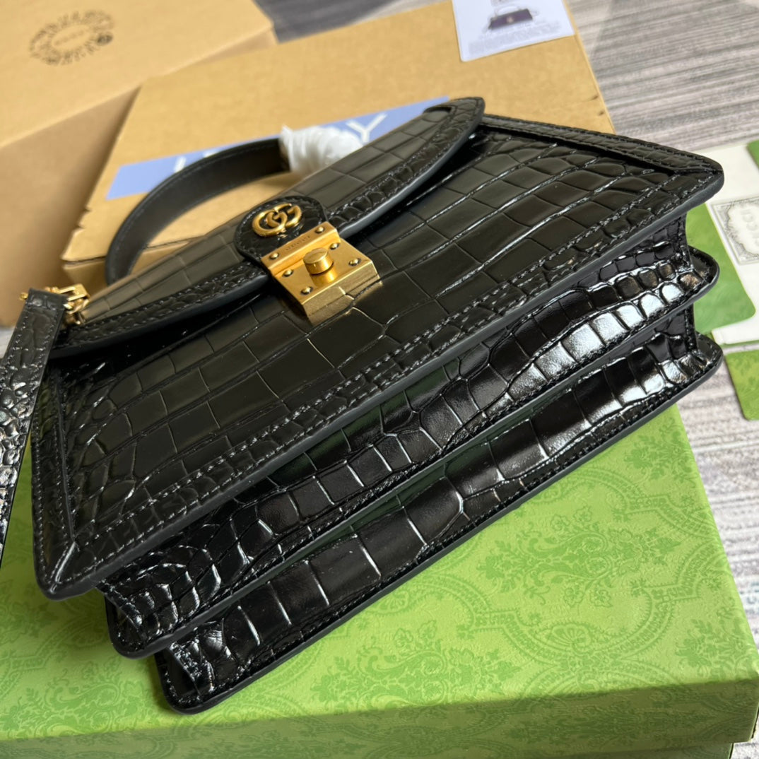 Gucci 651055 Ophidia small GG top handle bag ‎‎‎Crocodile black