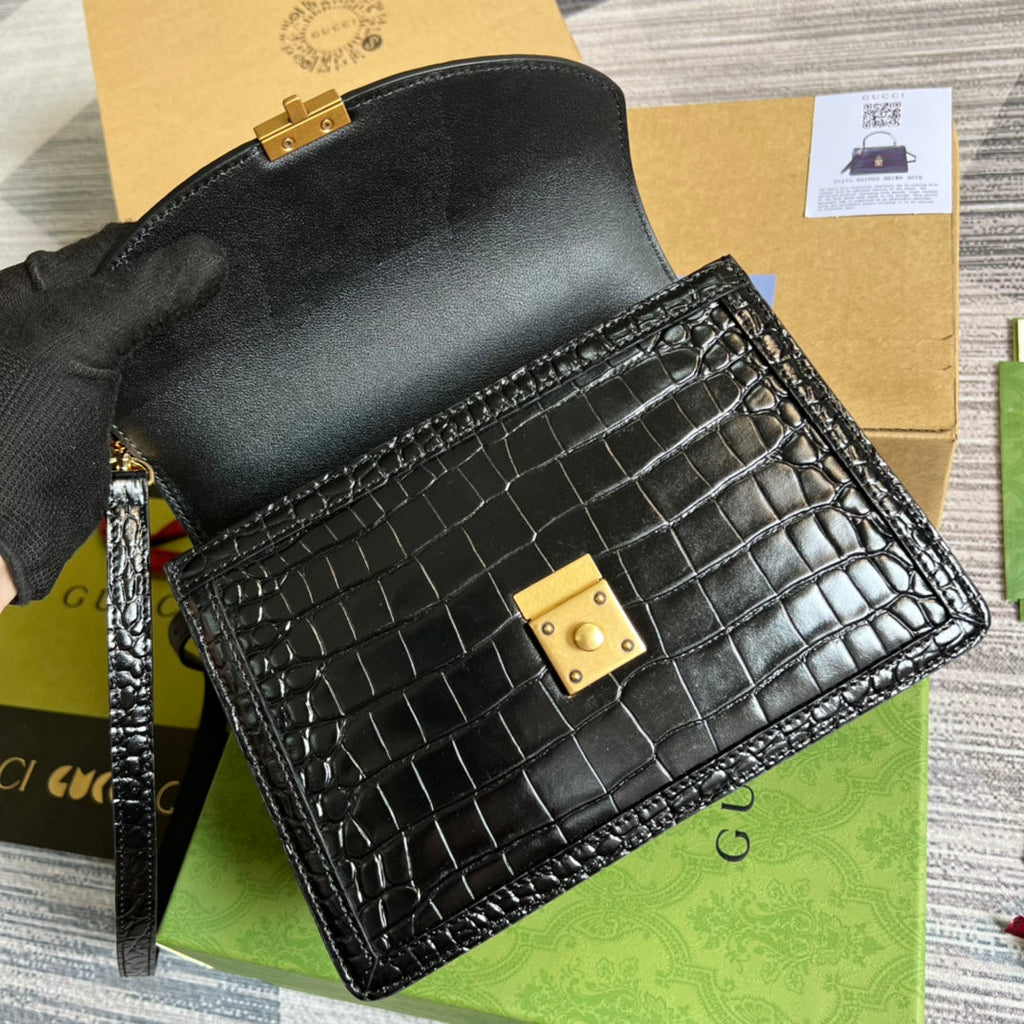 Gucci 651055 Ophidia small GG top handle bag ‎‎‎Crocodile black