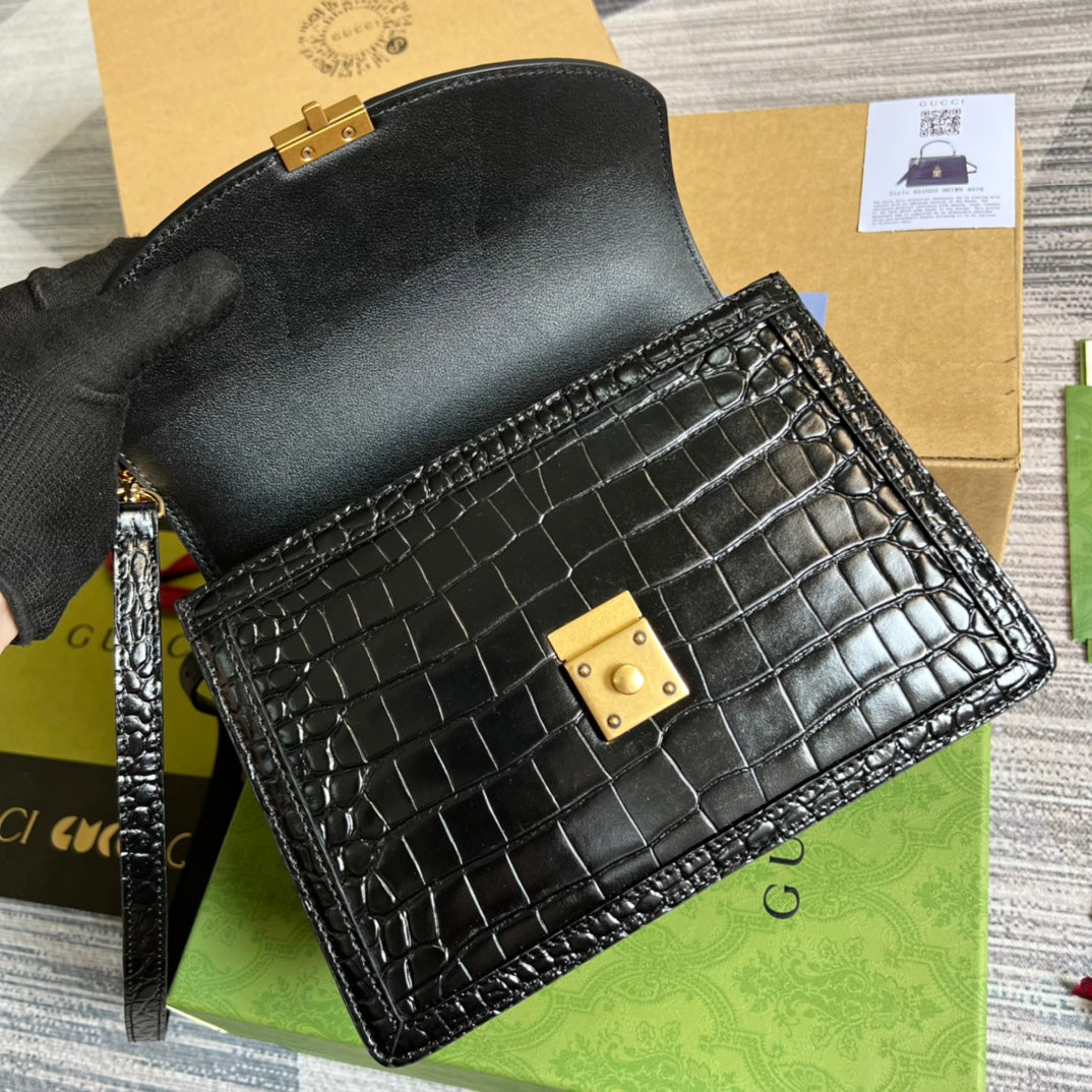 Gucci 651055 Ophidia small GG top handle bag ‎‎‎Crocodile black