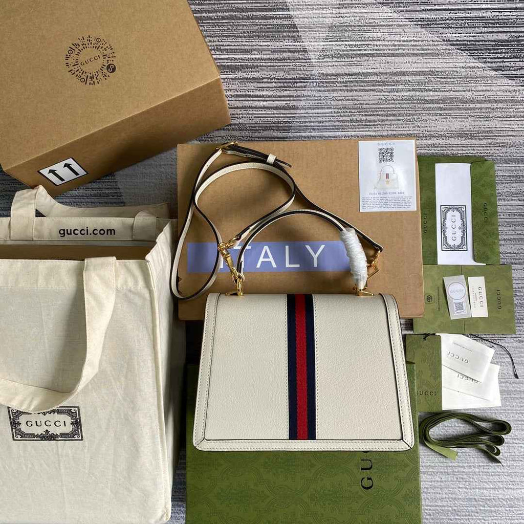 Gucci 651055 Ophidia small GG top handle bag ‎‎‎leather white