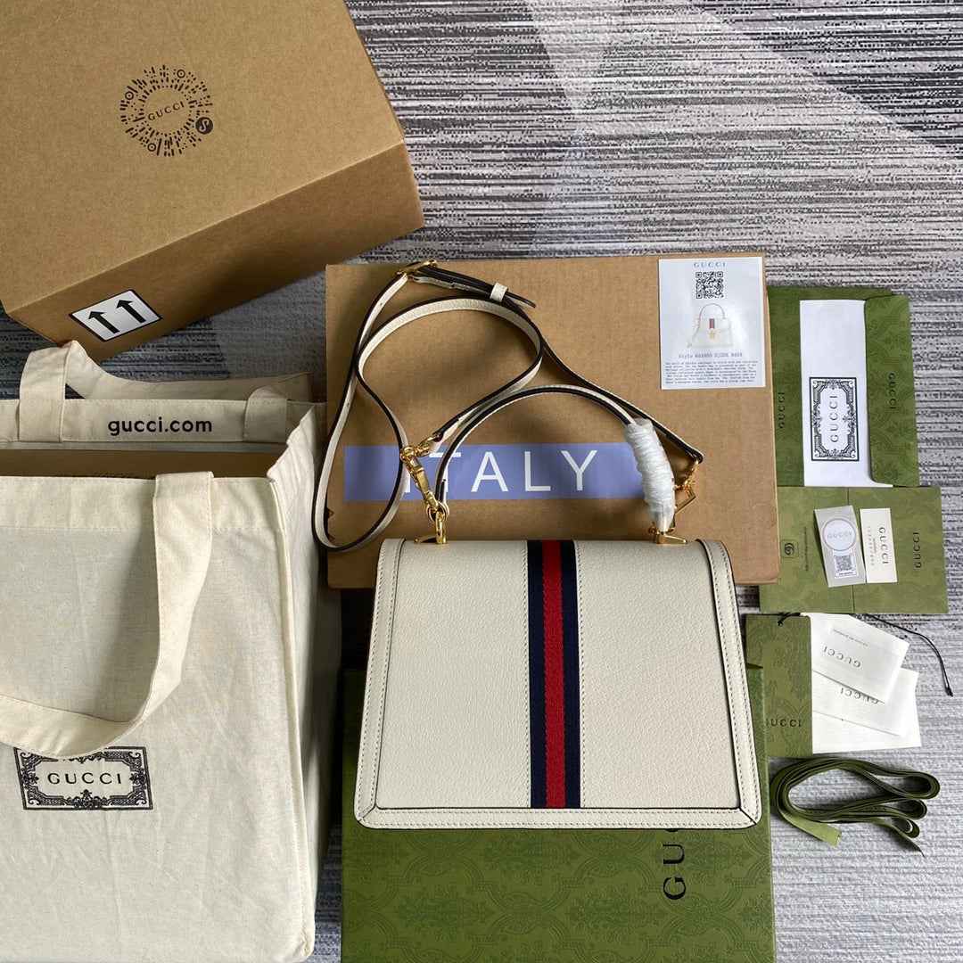 Gucci 651055 Ophidia small GG top handle bag ‎‎‎leather white
