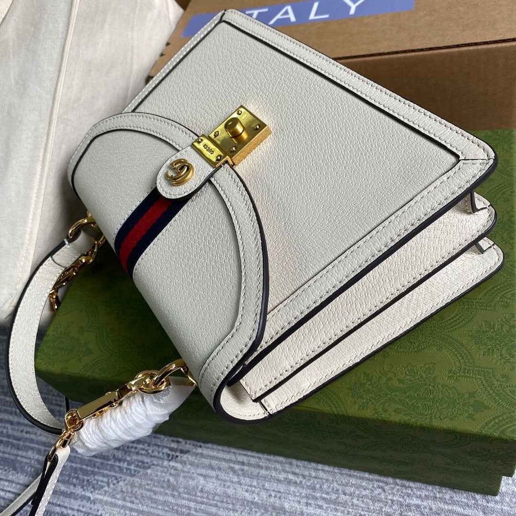 Gucci 651055 Ophidia small GG top handle bag ‎‎‎leather white