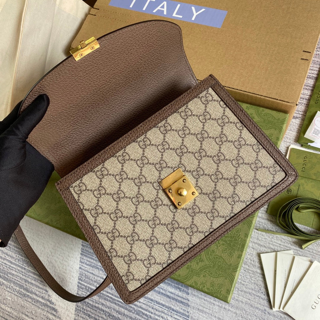 Gucci ‎‎‎‎651055 Ophidia small top handle bag with Web brown