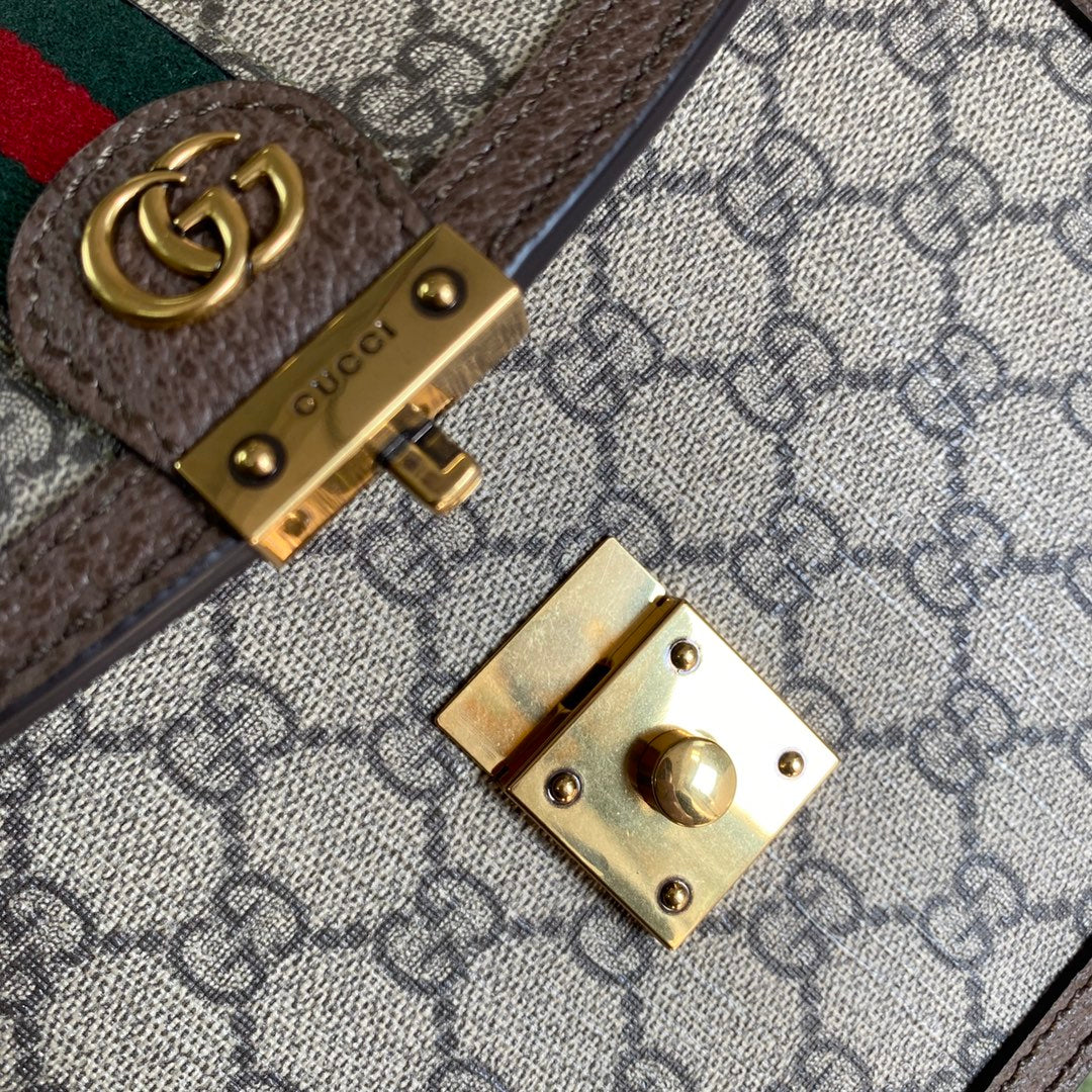 Gucci ‎‎‎‎651055 Ophidia small top handle bag with Web brown