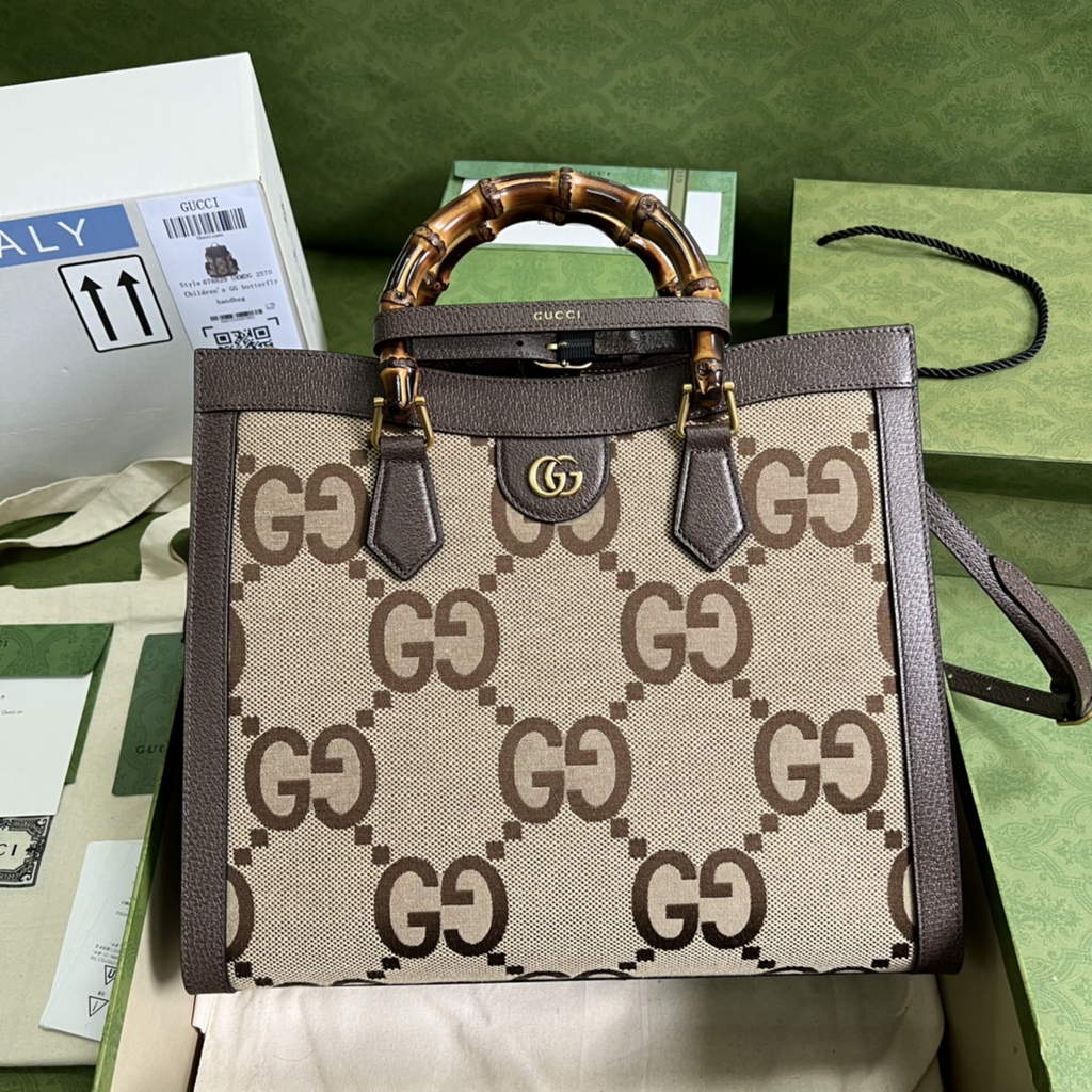 Gucci 655658 Diana jumbo GG small tote bag Brown Leather