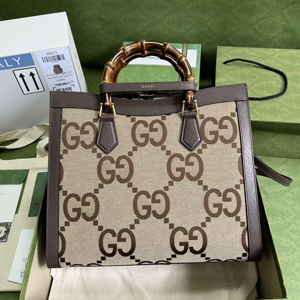 Gucci 655658 Diana jumbo GG small tote bag Brown Leather