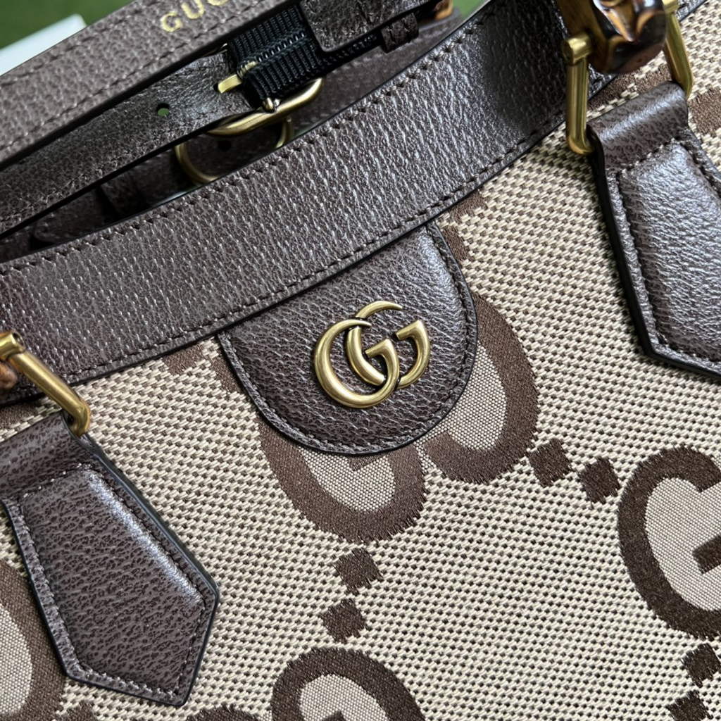 Gucci 655658 Diana jumbo GG small tote bag Brown Leather