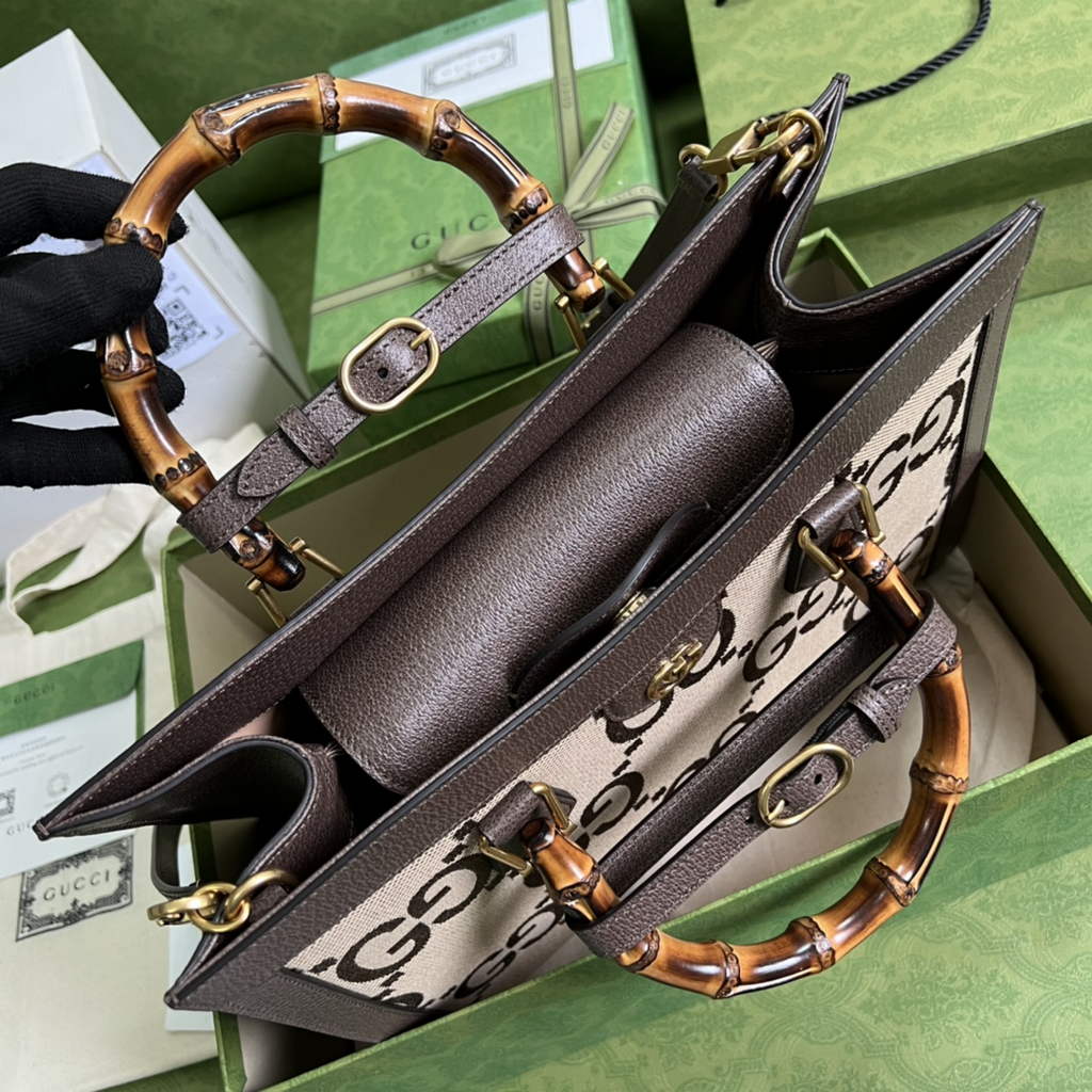 Gucci 655658 Diana jumbo GG small tote bag Brown Leather
