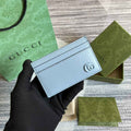 Gucci 657588 GG Marmont card case light blue leather