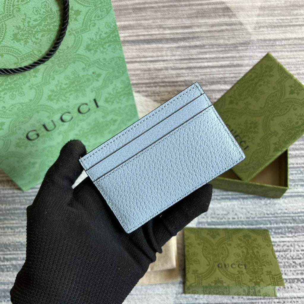 Gucci 657588 GG Marmont card case light blue leather
