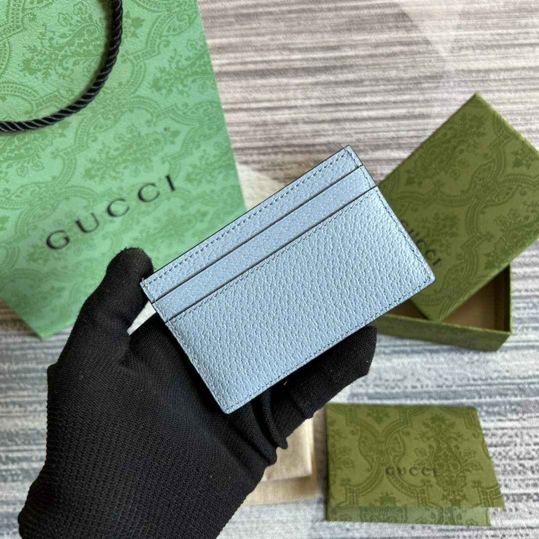 Gucci 657588 GG Marmont card case light blue leather