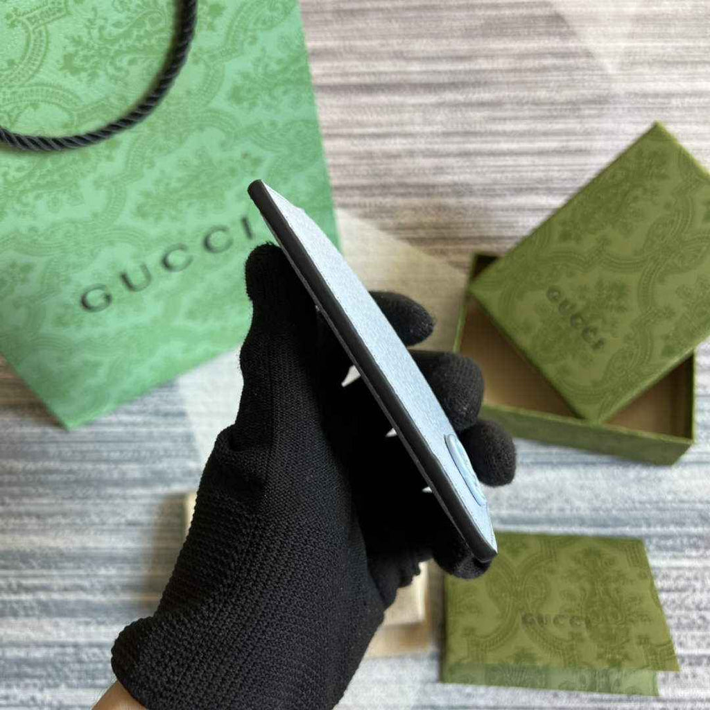 Gucci 657588 GG Marmont card case light blue leather