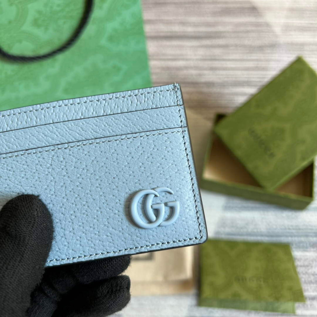 Gucci 657588 GG Marmont card case light blue leather