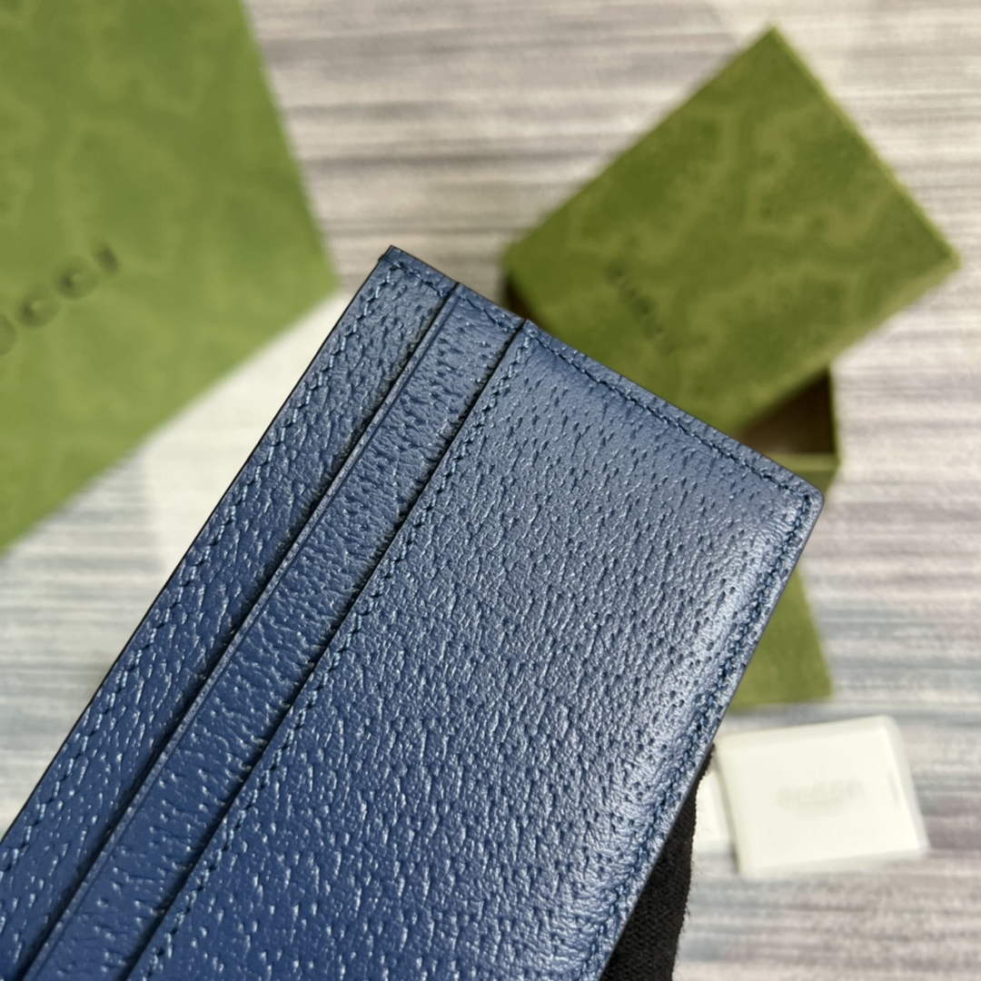 Gucci 657588 GG Marmont card case blue leather