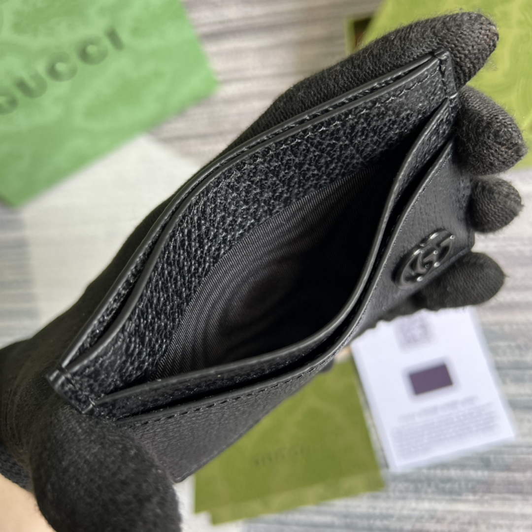 Gucci 657588 GG Marmont card case black leather