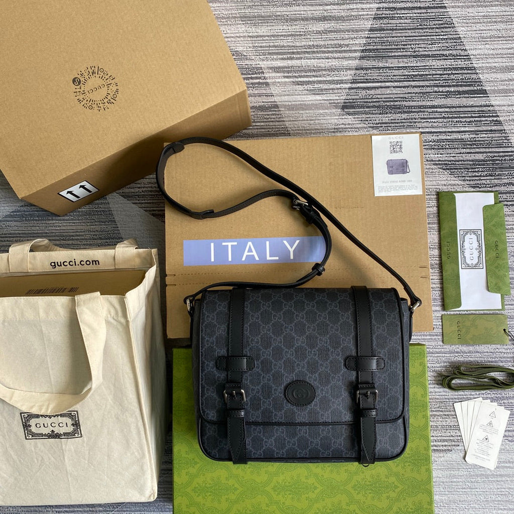 Gucci ‎‎658542 GG Messenger bag Black Supreme canvas