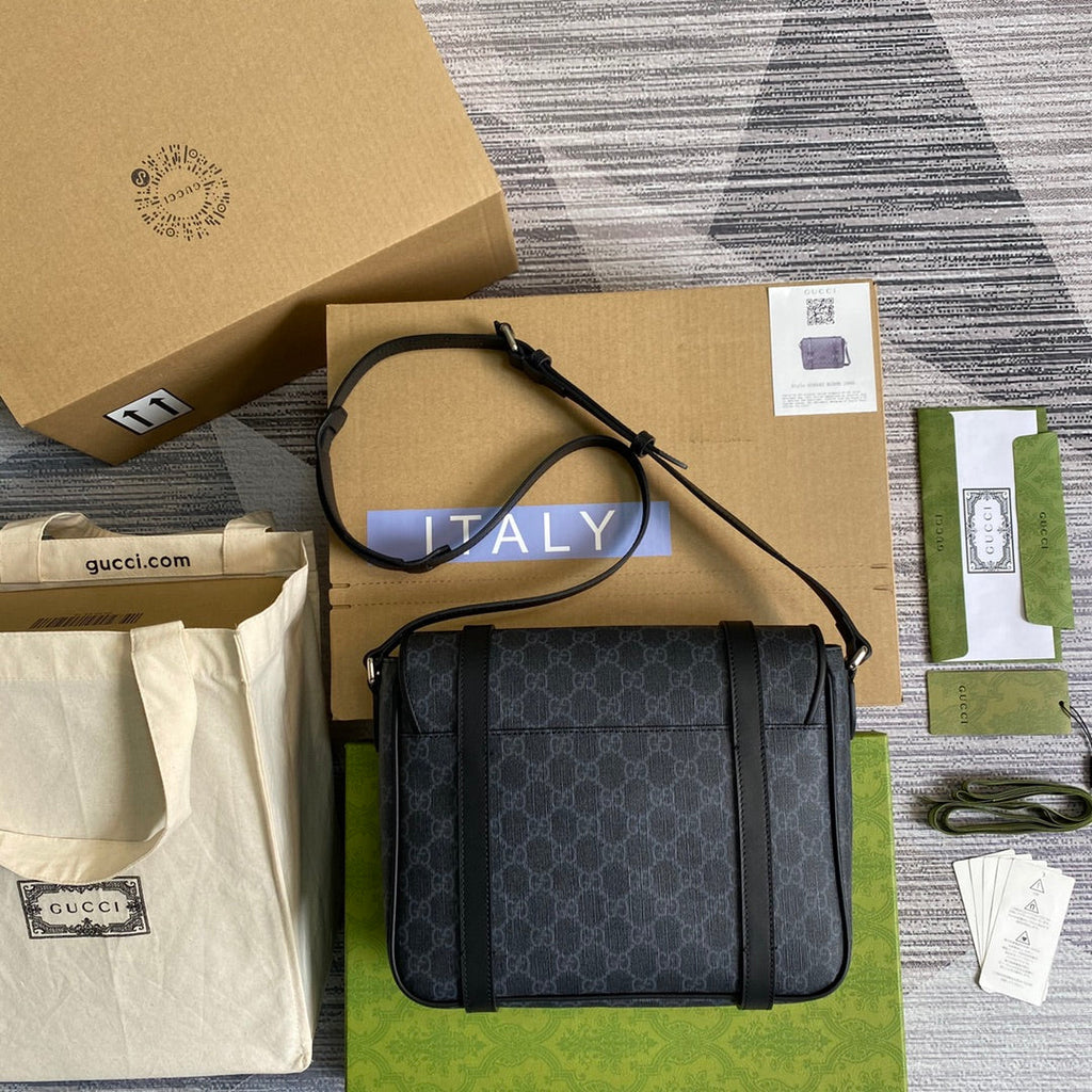 Gucci ‎‎658542 GG Messenger bag Black Supreme canvas
