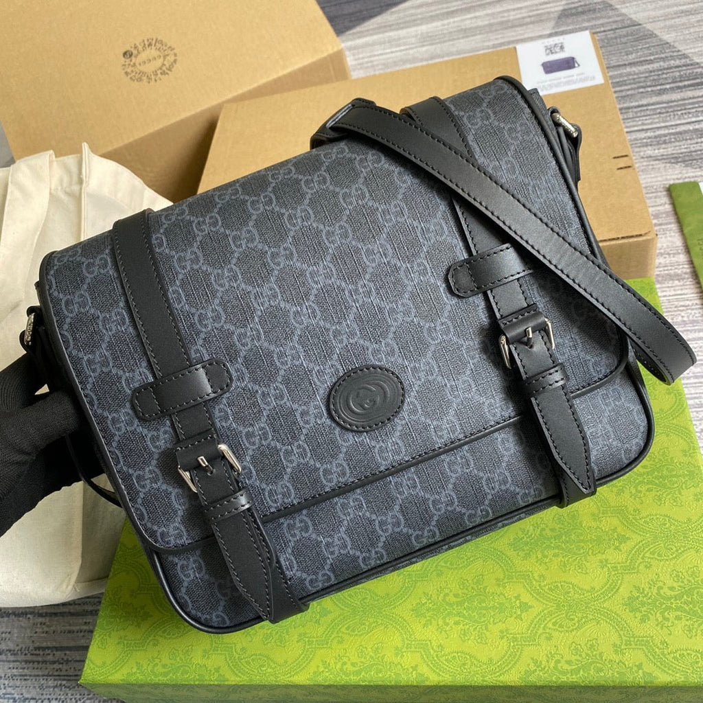 Gucci ‎‎658542 GG Messenger bag Black Supreme canvas