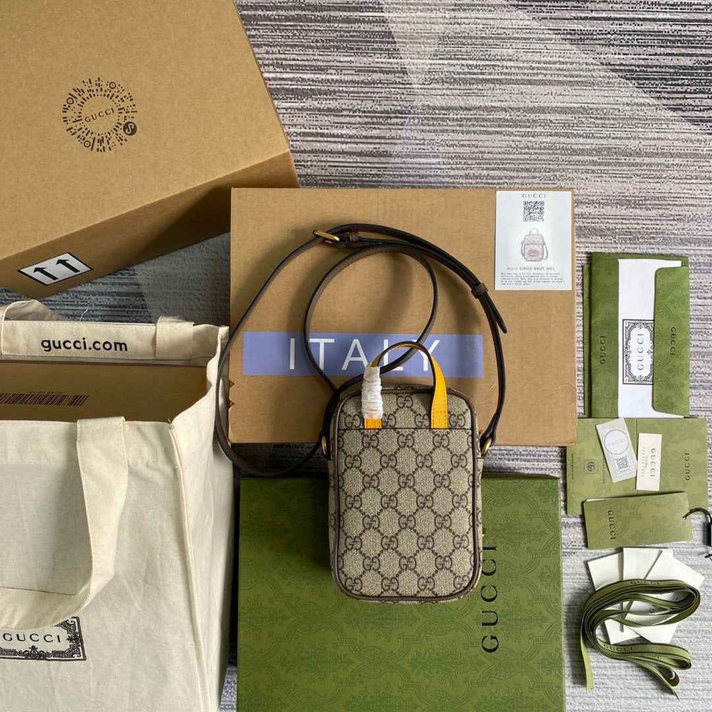 Gucci 658556 Neo Vintage mini bag Brown and yellow leather