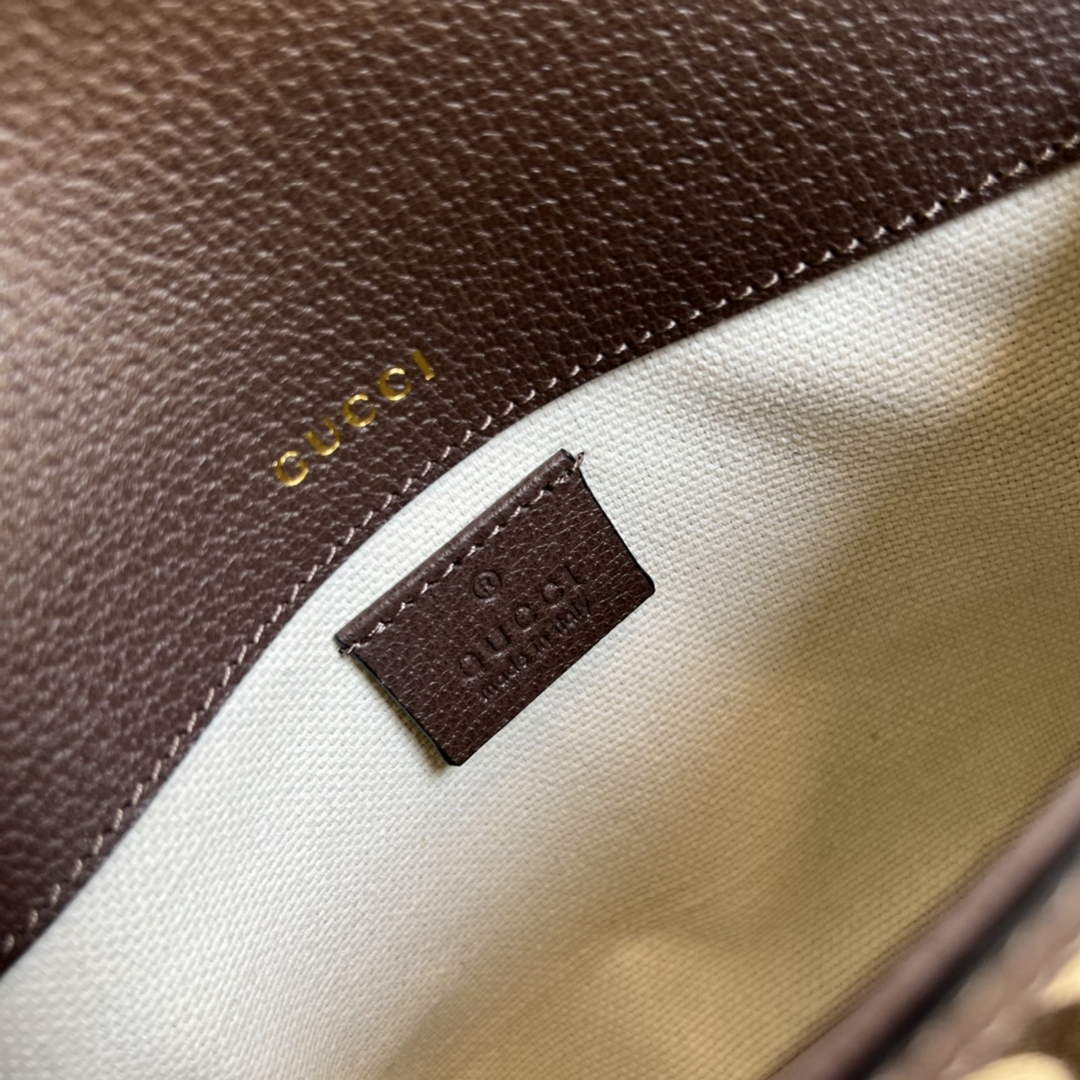 Gucci ‎658574 Horsebit 1955 jumbo GG mini bag Camel and ebony jumbo GG canvas