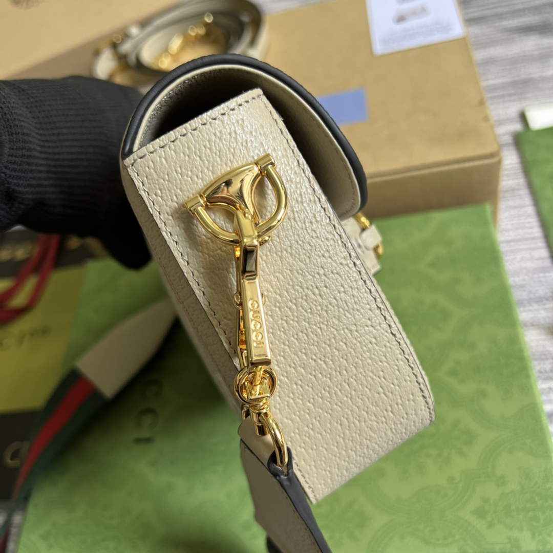 Gucci 658574 Horsebit 1955 GG mini bag Beige and white GG Supreme canvas