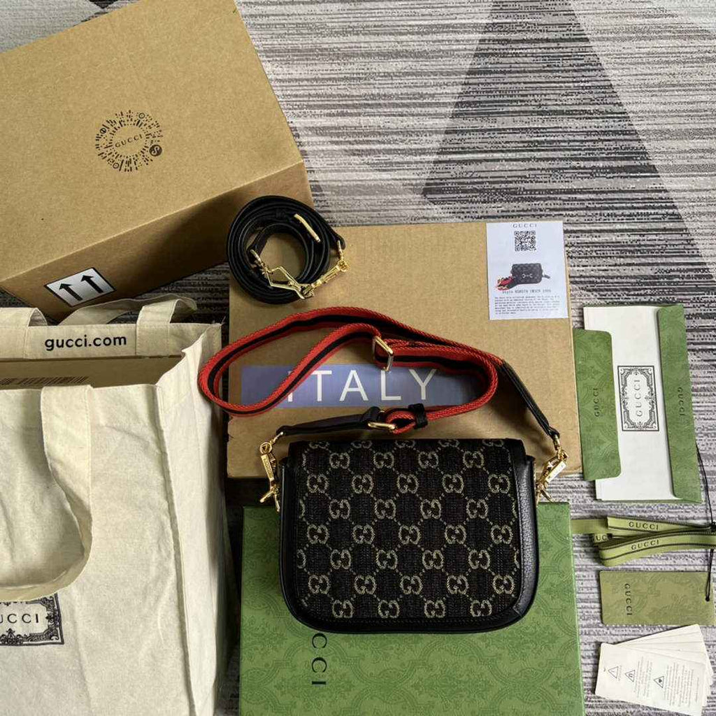 Gucci ‎658574 Horsebit 1955 jumbo GG mini bag Black