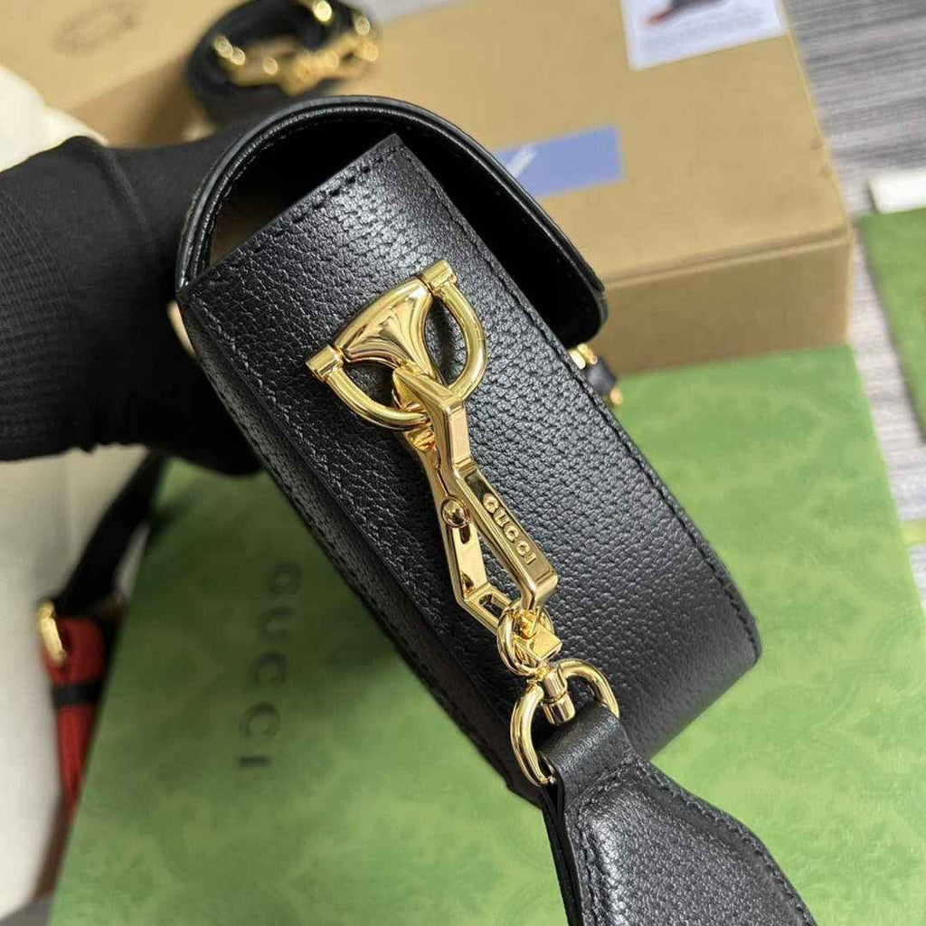 Gucci ‎658574 Horsebit 1955 jumbo GG mini bag Black