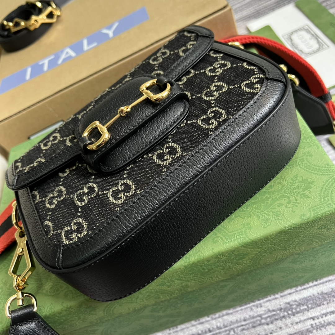 Gucci ‎658574 Horsebit 1955 jumbo GG mini bag Black