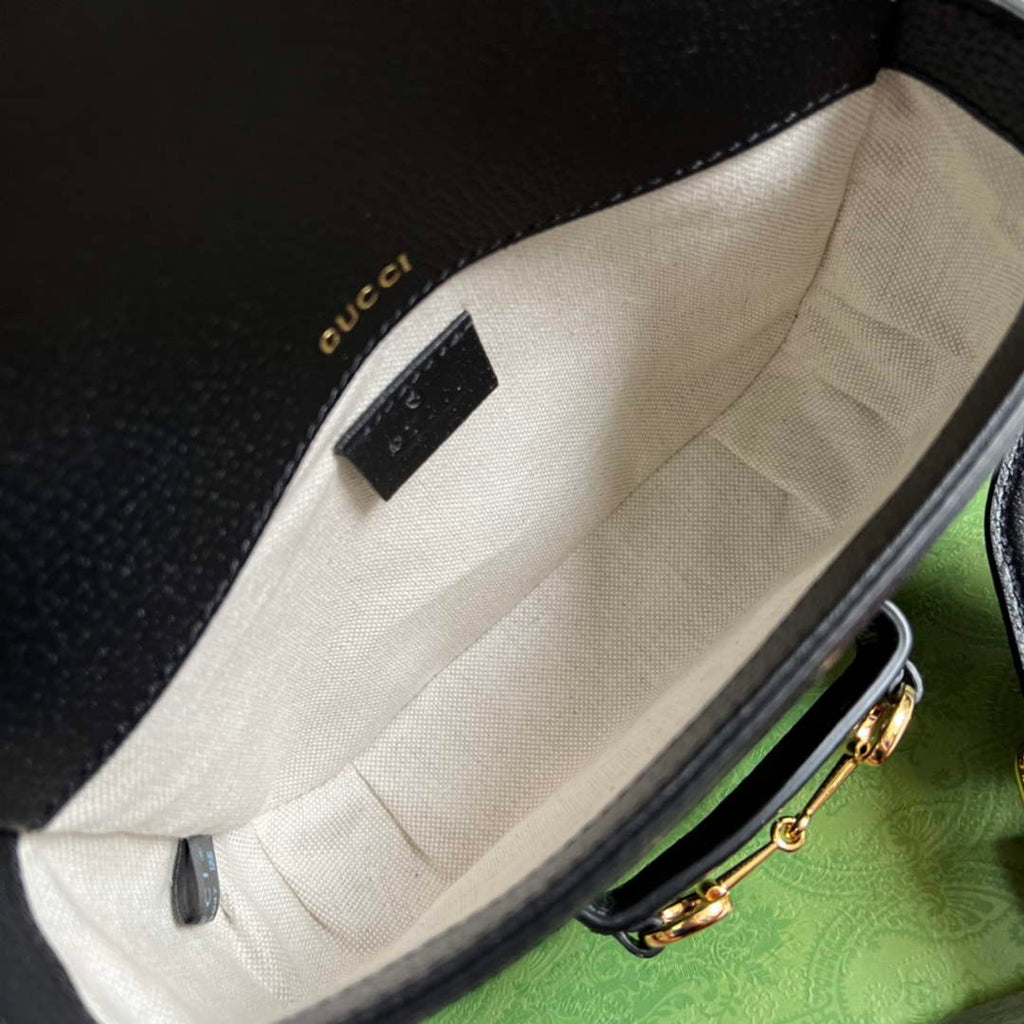 Gucci ‎658574 Horsebit 1955 jumbo GG mini bag Black