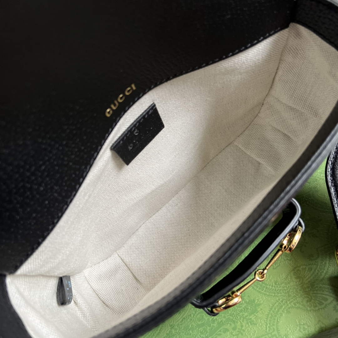 Gucci ‎658574 Horsebit 1955 jumbo GG mini bag Black