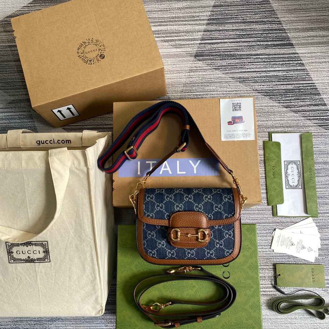 Gucci 658574 Horsebit 1955 GG mini bag dark blue