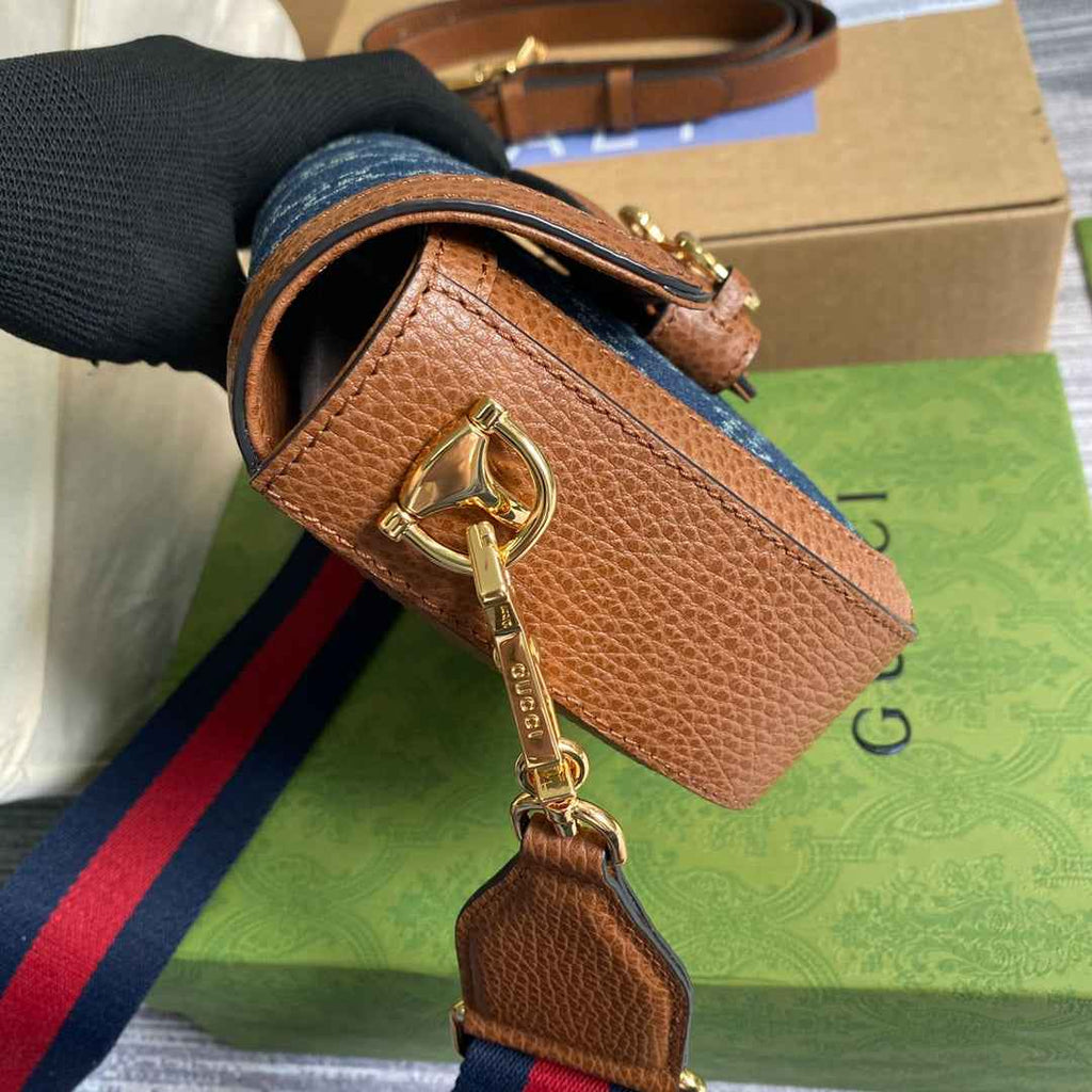 Gucci 658574 Horsebit 1955 GG mini bag dark blue