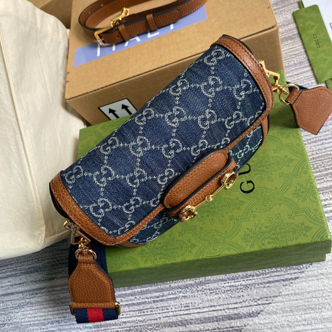Gucci 658574 Horsebit 1955 GG mini bag dark blue