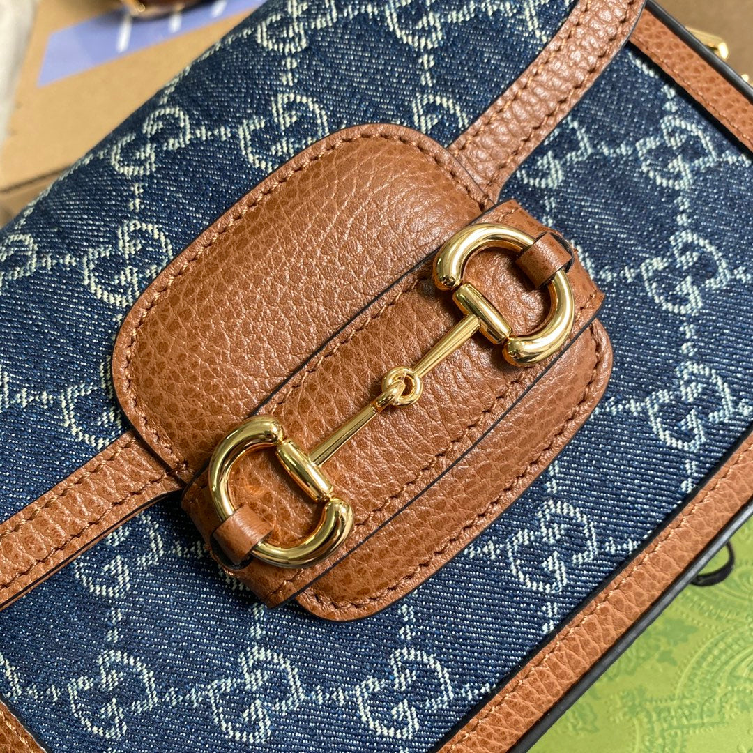 Gucci 658574 Horsebit 1955 GG mini bag dark blue
