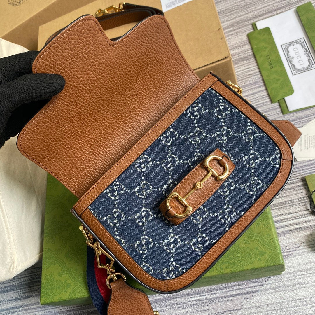 Gucci 658574 Horsebit 1955 GG mini bag dark blue