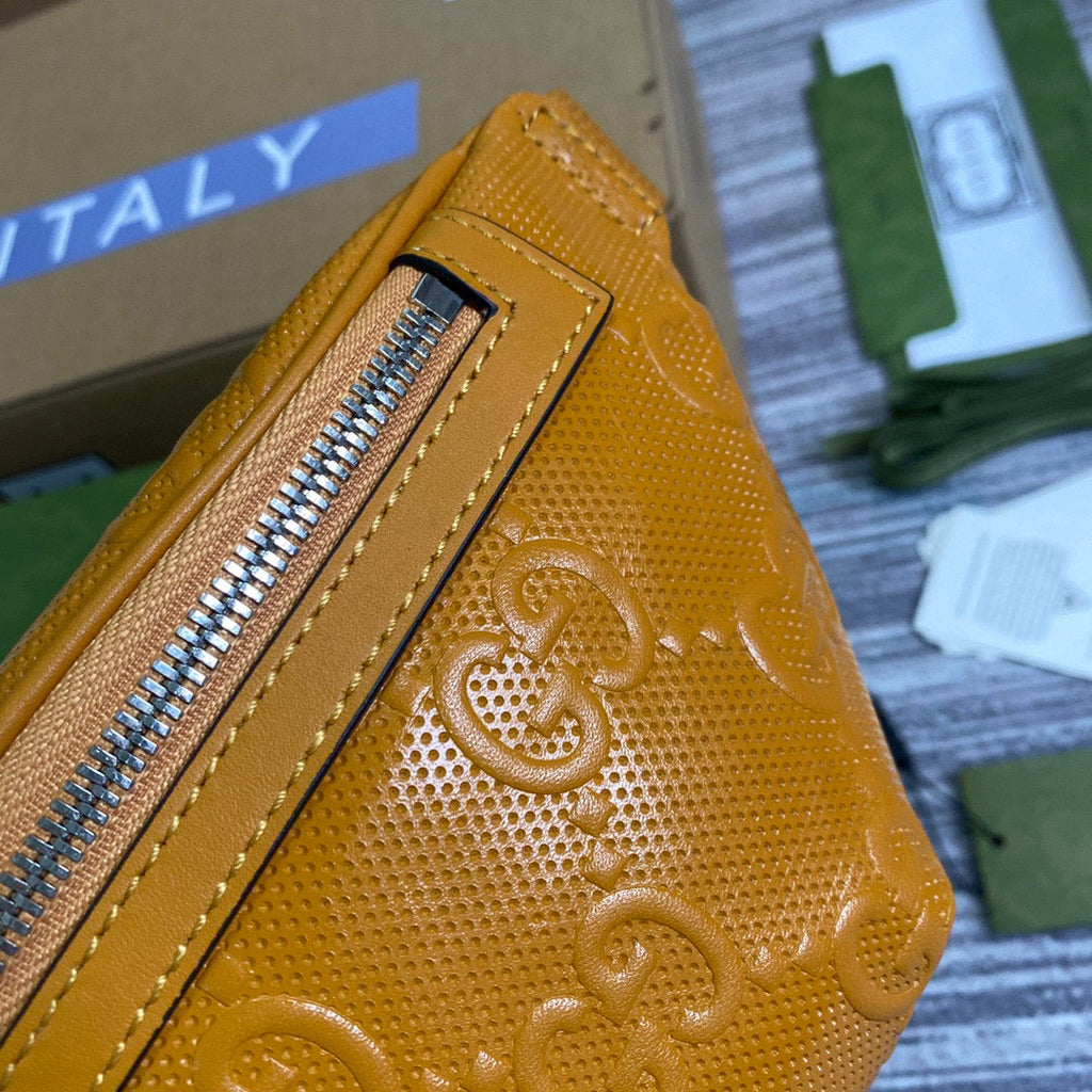 Gucci 658582 GG embossed belt bag Yellow GG embossed leather