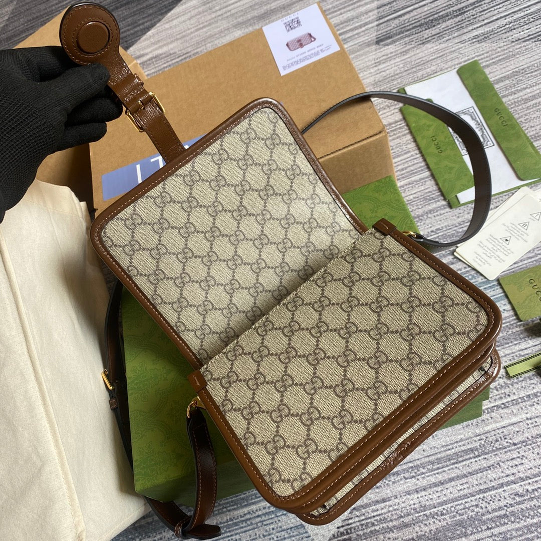 Gucci 671620 Mini shoulder bag with Interlocking G brown leather